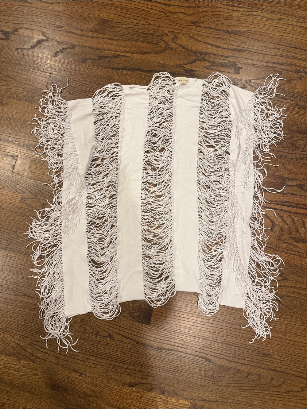 Pily Q White Fringe Throw Cover - Lightweight Boho Accent